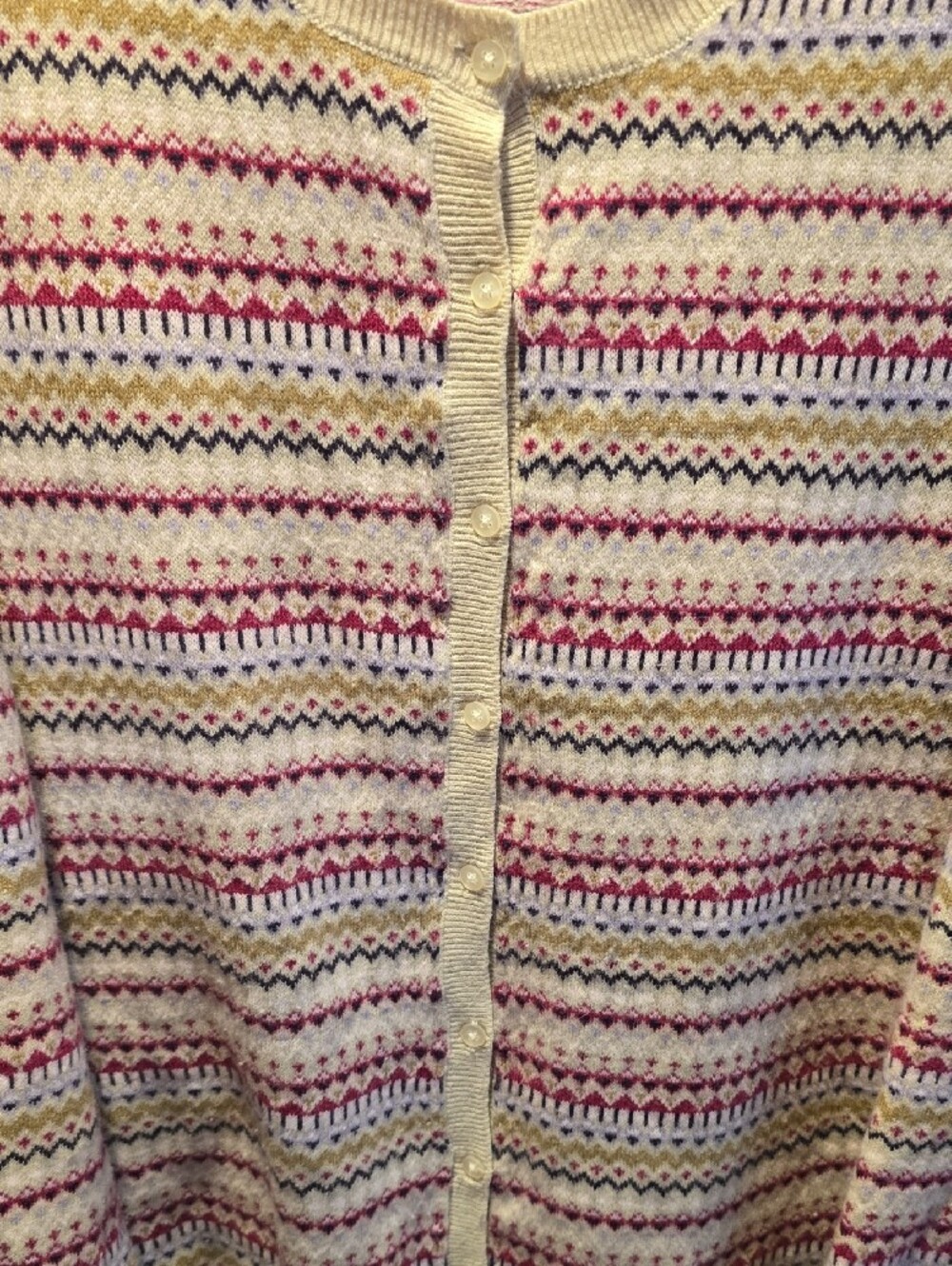 croft & barrow Cream Multicolor Fair Isle Button-Front Cardigan - Picture 4 of 11